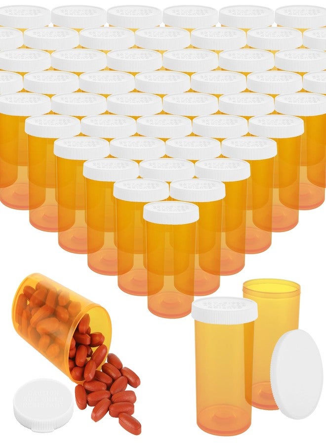DAJAVE 100 Pack Empty Pill Bottles with Cap, 20 Dram Prescription Vials, Plastic Medicine Bottles for Pill, Crafts, Candy, Supplements (Orange) - Image 1